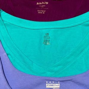 Set of 3 XXL plain cool colors tops